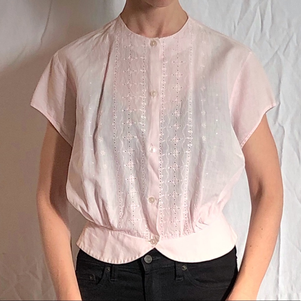 1950's Vintage European Embroidered Peplum Blouse